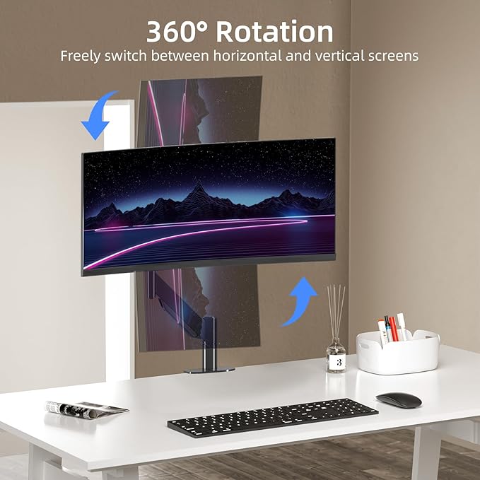 Suptek Ultrawide Single Monitor Arm Mount for 17 to 43 Inch Heavy Duty Curved Screen,Holds 28.6 lbs,Adjustable Gas Spring Monitor Arm Desk Mount Stand,75/100 Vesa Mount,Black(MD71M)