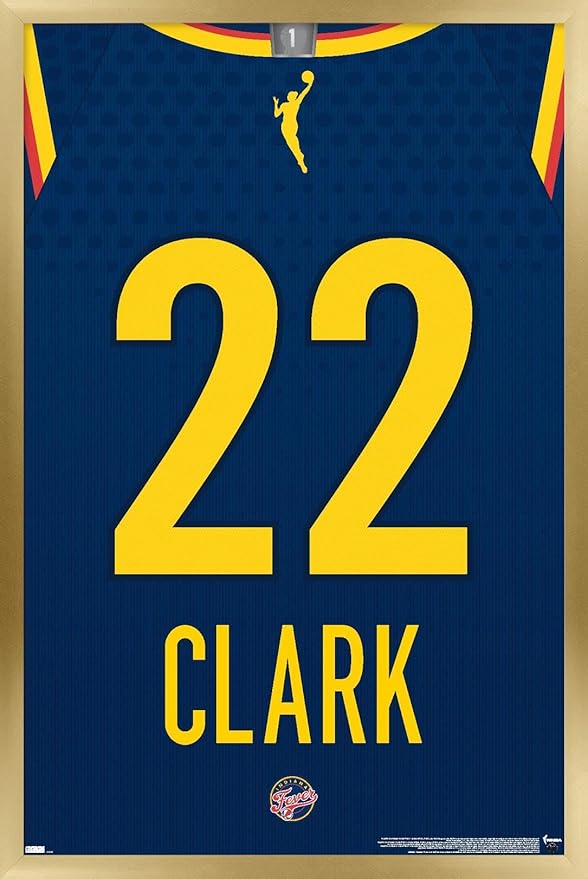 WNBA Indiana Fever - Caitlin Clark Jersey Wall Poster, 22.4L" x 14.7W", Gold Framed Version