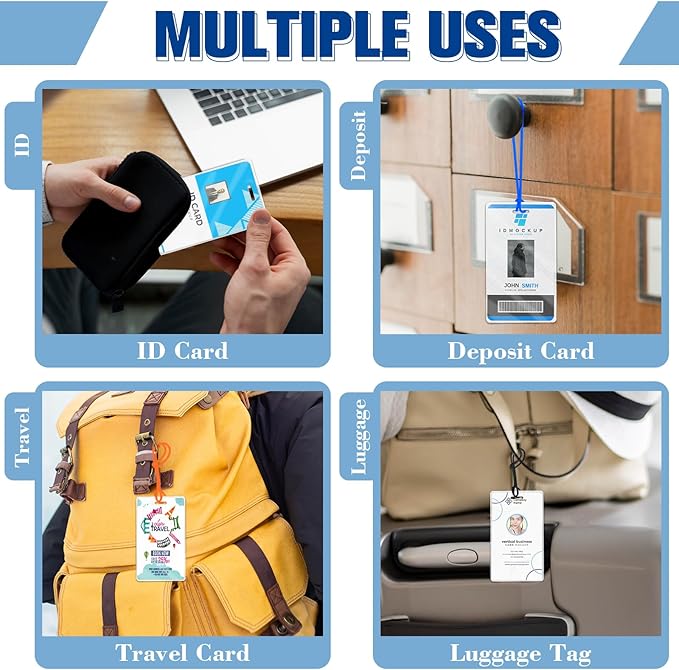 100 Pack 5 Mil Laminating Pouch with Clear Loop 2 1/2" x 4 1/4" Luggage Tag Laminating Pouches with Slot Hole Thermal Laminate Pouch Tags Kit Resealable for Work Permits Pass Cards Student ID Cards
