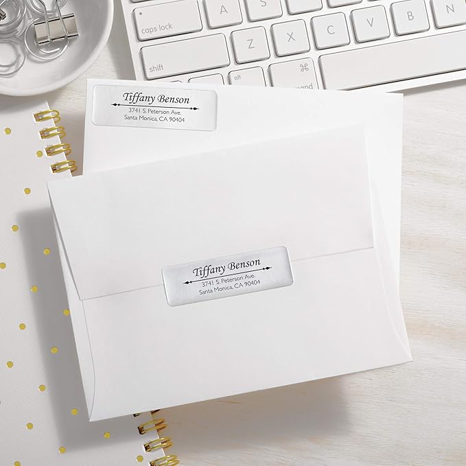 Avery Printable Return Address Labels, 0.75" x 2.25", Silver Foil, 300 Blank Mailing Labels (08986)