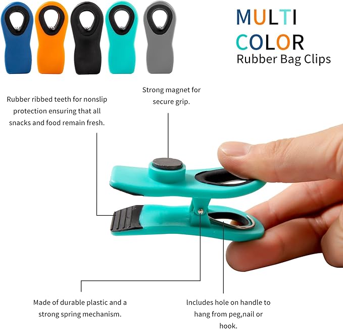Chip Clips Bread Clips Bag Clips Magnetic Clips Chip Clip Chip Clips Bag Clips Food Clips Clips for Food Packages Chip Bag Clip (10pcs Grey)