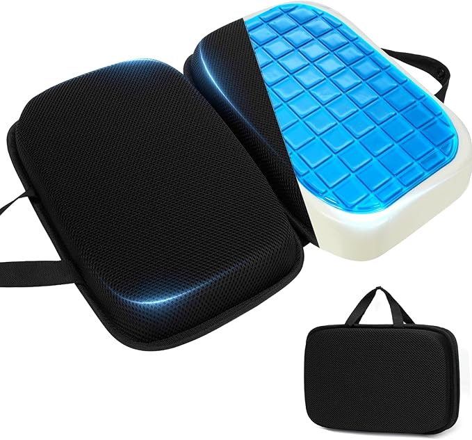 Sino Selected Ergo-Gel Airplane Seat Cushion, Gel-Infused Memory Foam Seat Cushion, Foldable Chair Cushions for Office, Car, Travel, Ergonomic Support & Cooling Design, All-Day Portable Comfort