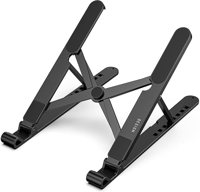 BESIGN LS01 Pro Ergonomic Laptop Stand, Plastic Laptop Riser, Portable and Adjustable Notebook Computer Holder Compatible with 10-14" Laptops (Black)