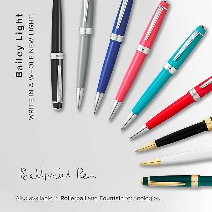 Cross Bailey Light Refillable Ballpoint Pen Presented in a Everyday Gift Box - Medium Point, Black Ink, Polished Burgundy