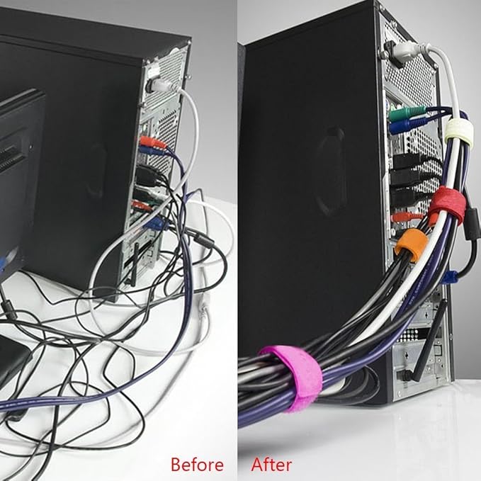 Pasow 50pcs Cable Ties Reusable Fastening Wire Organizer Cord Rope Holder 7 Inch (Multi-Colour2)