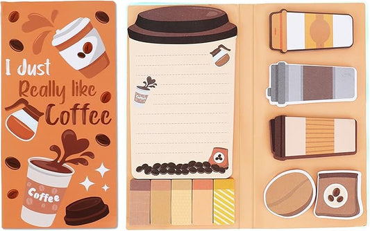 QPIXVB Funny Sticky Notes for Work,Coffee Lover Gifts,Coffee Sticky Notes Set,550 Sheets,Gifts for College Students,Back to School Teacher Gift,Divider Tabs Bundle for Men Women Home School Supplies