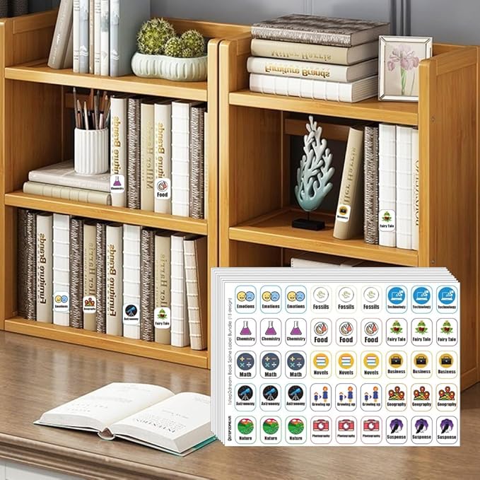 Genre Book Spine Labels for Classroom Library | 450PCS Teacher Supplies Stickers for Classroom Book Shelf (15 Genre)
