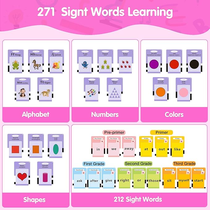 QuTZ ABC Flash Cards for Toddlers 2-4, Autism Toys, Speech Therapy Educational Cards with 272 Words for Boys and Girls