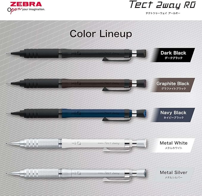 Zebra P-MA141-MS Tech 2-Way RO Mechanical Pencil 0.02 inches (0.5 mm) Metal Silver Knurling Model