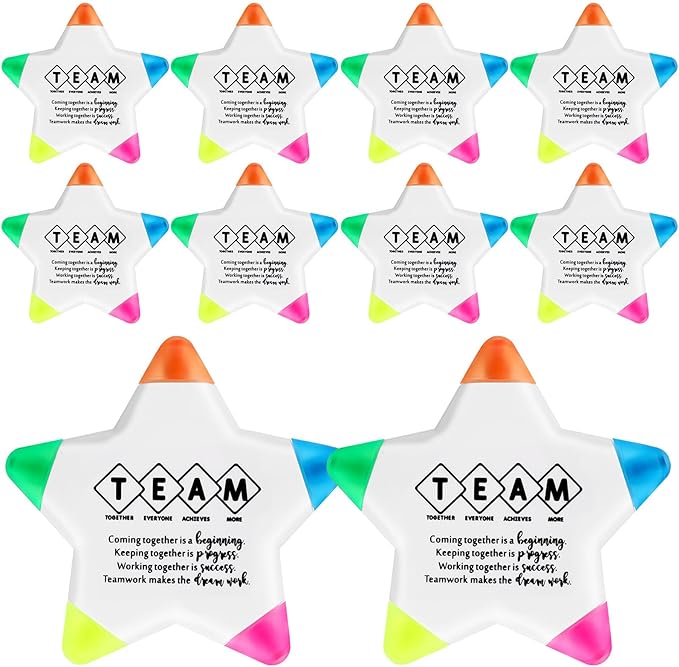 10 Pcs Star Highlighters Team Gifts Inspirational Marker Pens Motivational Fluorescent Thank You Gifts Valentines Employee Appreciation Bulk for Coworkers Office Staff