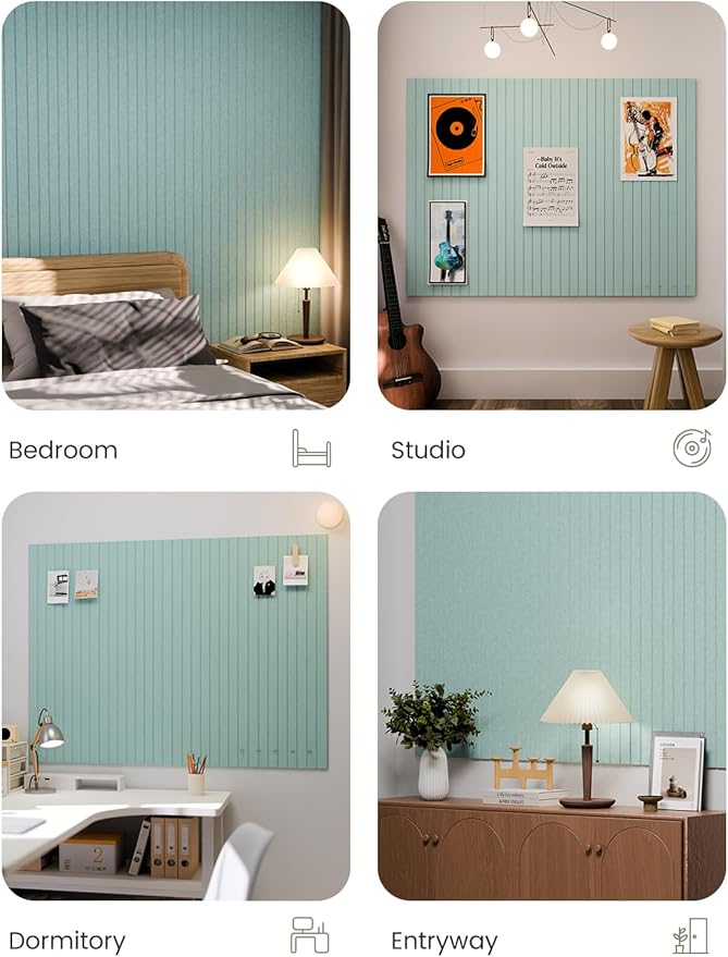 Large Felt Bulletin Board 48" x 36" Cork Board Alternative-12 Pack with 70 Safe Removable Adhesive Tabs, Cork Boards for Walls Felt Board for Home Office Classroom Pin Board-Teal Blue