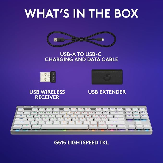 Logitech G515 TKL Wireless Gaming Keyboard (Linear) + G309 Lightspeed Wireless Gaming Mouse Bundle - White