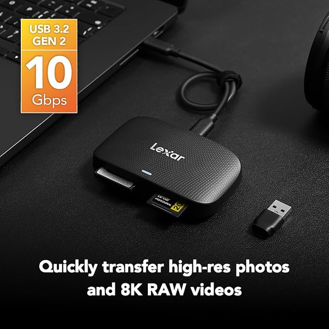 Lexar Professional CFexpress Type B / SD USB 3.2 Gen 2 Reader, Transfer Speeds Up To 10Gbps, Designed for CFexpress Type B and SD Cards (LRW520U-RNBNG)