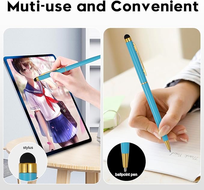 15 Pack Stylus Pens for Touch Screens Stylus Pen Compatible with Phone Tablets Kindle and Black Ink Ballpoint Pens-2 in 1 Stylists pens for Touch Screens (Gold)