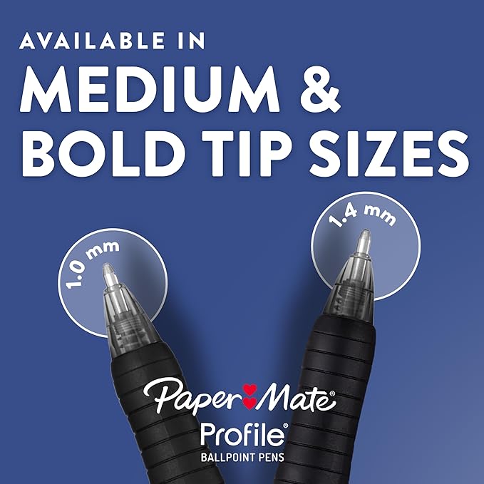 Paper Mate Profile Retractable Ballpoint Pens Bold Point (1.4mm) Black 36 Count