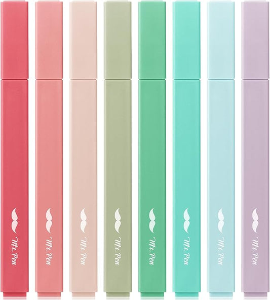 Mr. Pen- Aesthetic Highlighters, 8 Pack, Chisel Tip, New Vintage, Cute Highlighters Assorted Colors, Back to School Supplies