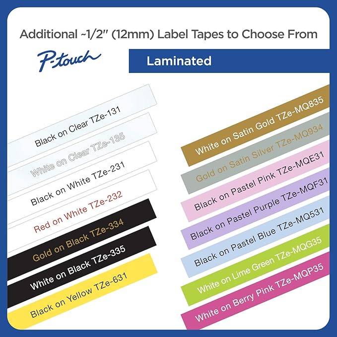 Brother Genuine P-touch TZE-MQG35 Tape, 1/2" (0.47") Wide Standard Laminated Tape, White on Lime Green, Laminated for Indoor or Outdoor Use, Water-Resistant, 0.47" x 16.4' (12mm x 5M), TZEMQG39