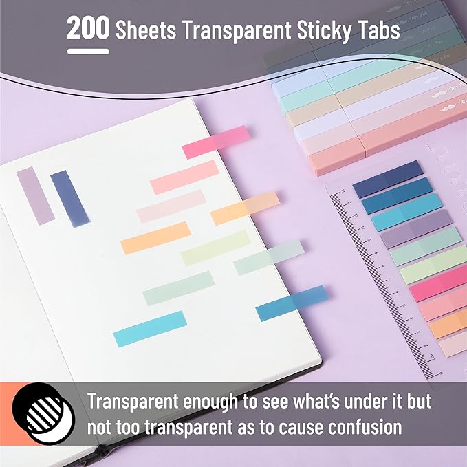 Mr. Pen Aesthetic Bible Highlighter and Pen Set, 16 Pack, 200 Sheets Transparent Sticky Tabs, No Bleed, Chisel Tip
