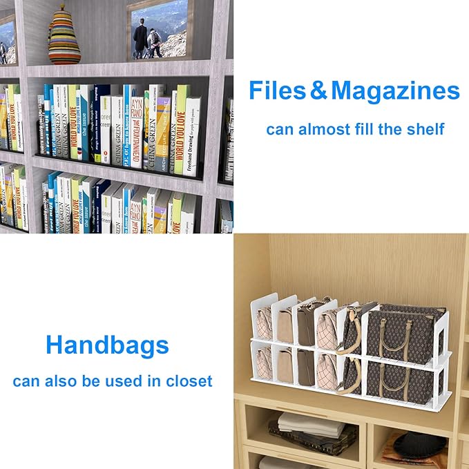 Adjustable Vertical File Sorter Sturdy Plastic Expandable Upright File Holder, Desktop Binder Organizer, School Office Organization Bookshelf Divider, Assemble Easily Endlessly, Pink
