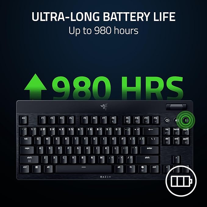 Razer BlackWidow V4 Low Profile TKL HyperSpeed Wireless Gaming Keyboard: Orange Mechanical Switches - 2.4GHz Wireless & Bluetooth - Multi-Function Roller - 3 Control Buttons - Long Battery Life