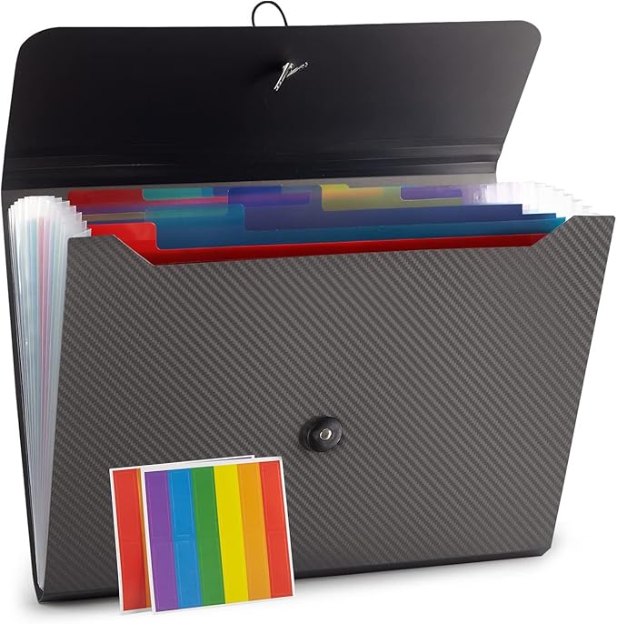 Expanding File Folder File Organizer 13 Pockets File Organizer Accordion Filing Folder Expandable File Folder for Documents Aesthetic Paper Organizer Folder for Work, School, Home, Office, 2Pack Grey