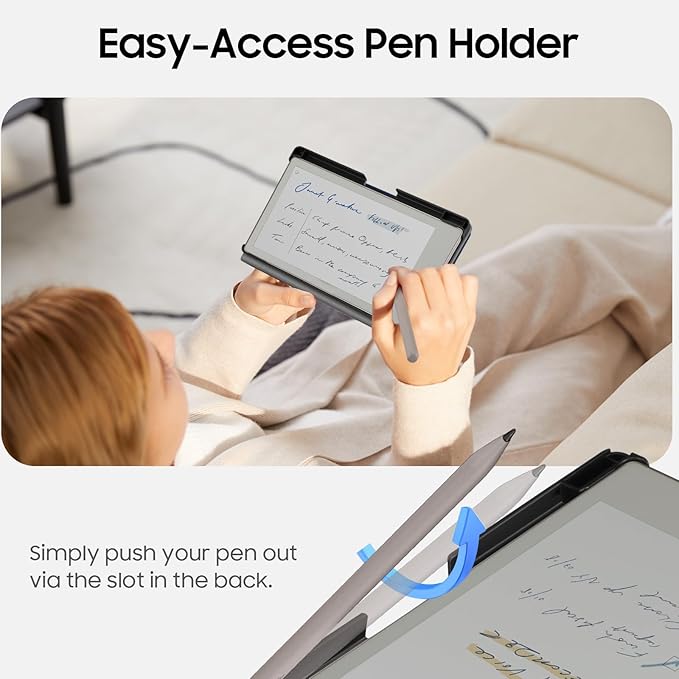 Fintie Case for 7.3" Remarkable Paper Pro Move 2025, [Built-in Pen Holder] PU Leather Hard Back Shell Flip Standing Cover Auto Wake/Sleep with Card Slot, Navy