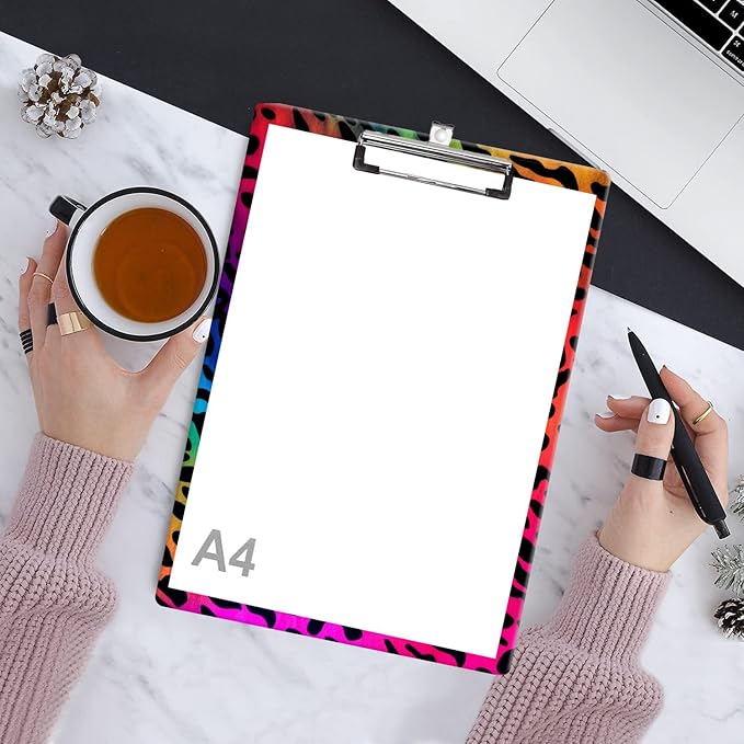 Fashion Clipboard, A4 Letter Size Wooden Decorative Clipboards for Teacher, Nurse, Doctor,Student and Kids, Cute Design for Standard Size 12.2" x 8.9"(C-Colorful Leopard Pattern)