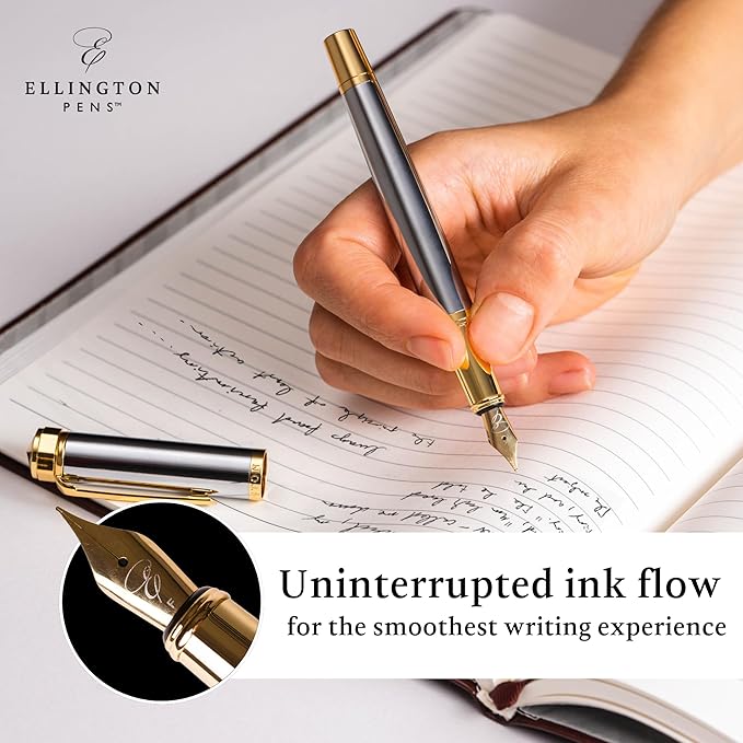 Ellington Pens Luxury Fountain Pen Set - Extra Fine Nib - Includes 3 Ink Cartridges, Refillable Ink Converter, Gift Box - Fountain Pens For Writing, Calligraphy, Journaling (The Presidential Oath)