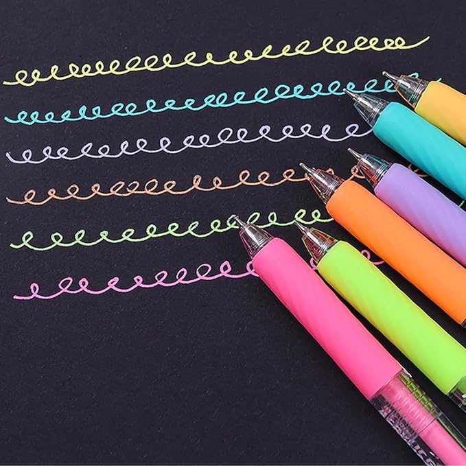 6 Pcs Acrylic Gel Pens 0.7mm Quick Dry Colorful Fine Point Smooth Writing Ballpoint for Adult Coloring, Black Paper, Drawing, Journaling, Note Taking, Skin Color