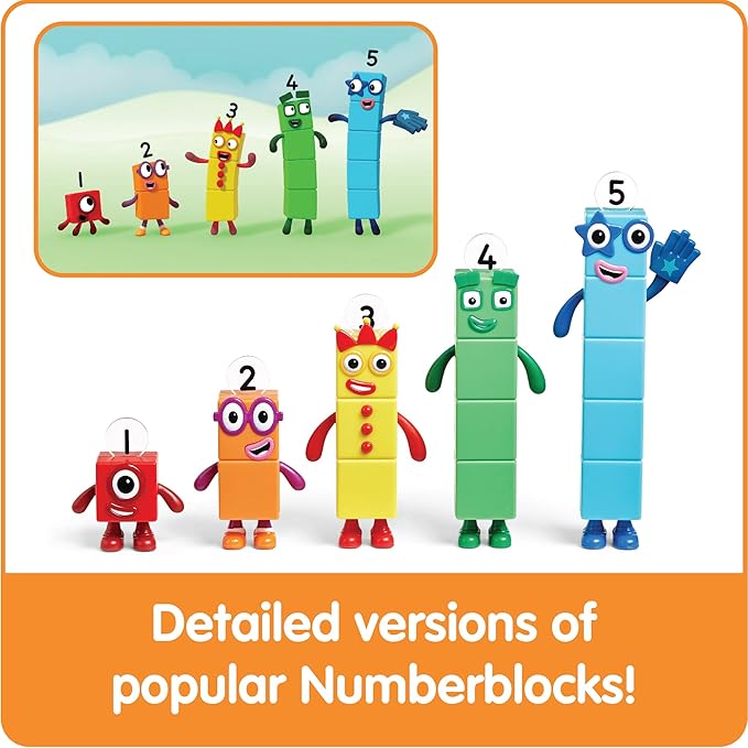 hand2mind Numberblocks Friends One to Five, Action Figure Set, Toy Figures & Playsets, Small Figurines for Kids, Counting Blocks, Numbers for Toddlers, Math Toys, Kids Birthday Gifts