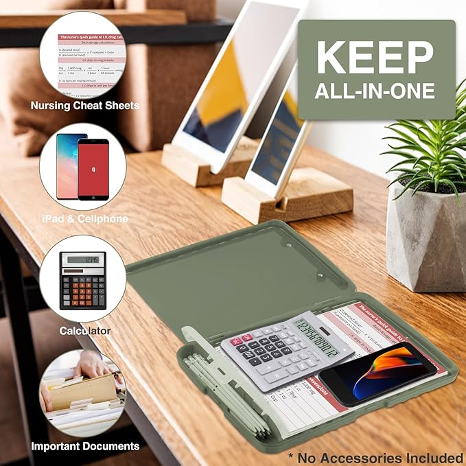 Sooez Clipboard with Storage, High Capacity Nursing Clipboard with Pen Holder, Clip Boards 8.5x11 with Storage, Low-Profile Clip, Lightweight Plastic Clipboard for Teachers, Lawers, Office Workers