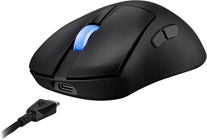 ASUS ROG Keris II Ace Wireless Gaming Mouse – Right-Handed Ergonomic, 54g, Tri-Mode Connectivity, 42K DPI, up to 107Hr Battery, PC/Mac Support - Black