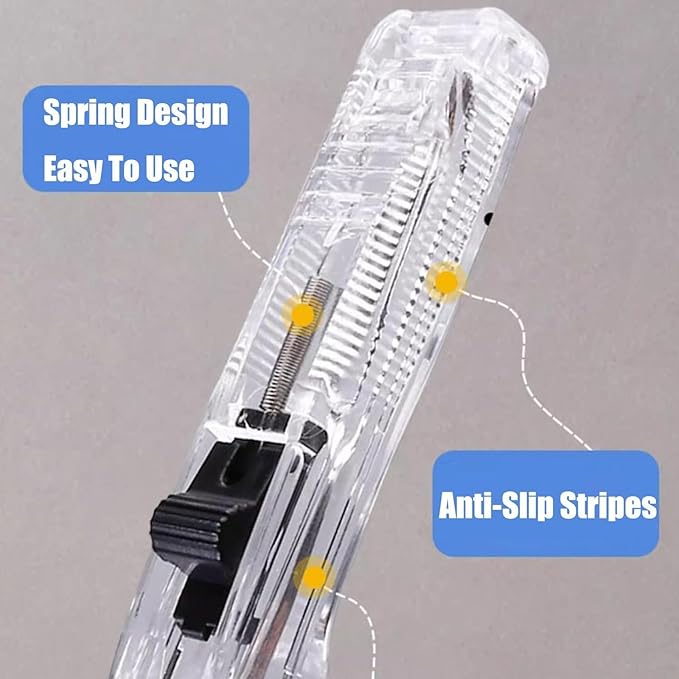 Portable Binder Clip Stapler, Includes 100 Reusable Clips, Handheld Paper Clam Clip Dispenser Large Size, Mini Push Stapler Clamp Staplers for Desktop Document Home School Desk Office(Blue*2)
