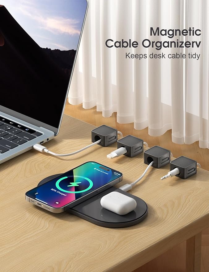 20 Pack Cord Organizer Holder, Strong Adhesive Desk Cable Management Magnetic Easy Open,Organize Phone Charging Cords Wire Holder Organizer Neatly for Home,Office,Car,Desk,Nightstand
