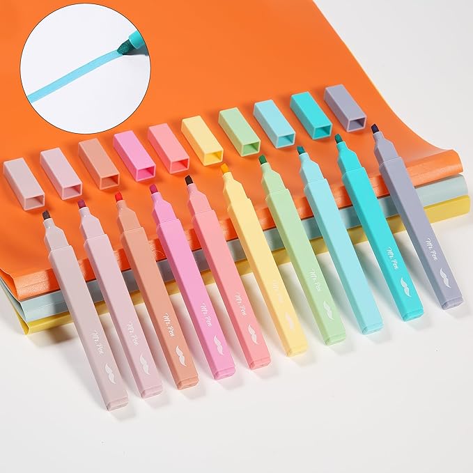 Mr. Pen- Aesthetic Highlighters, 10 pcs, Chisel Tip, Pastel Colors, Cute Highlighters Assorted Colors