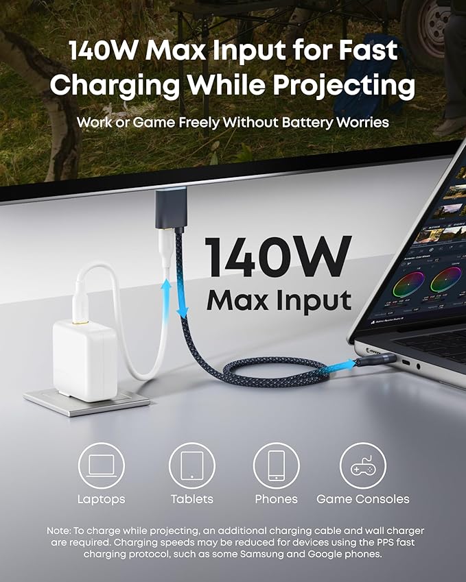 Anker Nano USB C to HDMI Cable Adapter with 140W PD Fast Charging Port,4K@60Hz,Sustainable with Advanced Shielding,Thunderbolt 5/4/3 Compatible,for MacBook,iPhone,HD TV(3FT,Black)