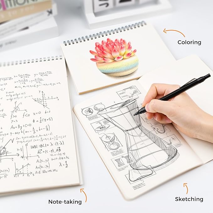 Four Candies Metal Mechanical Pencil Set, 3PCS Art Drafting Pencils 0.5, 0.7, 0.9MM & 2PCS 2MM Mechanical Drawing Pencils with 420PCS Leads (4B 2B HB 2H Color) for Writing Sketching Drawing (Black)
