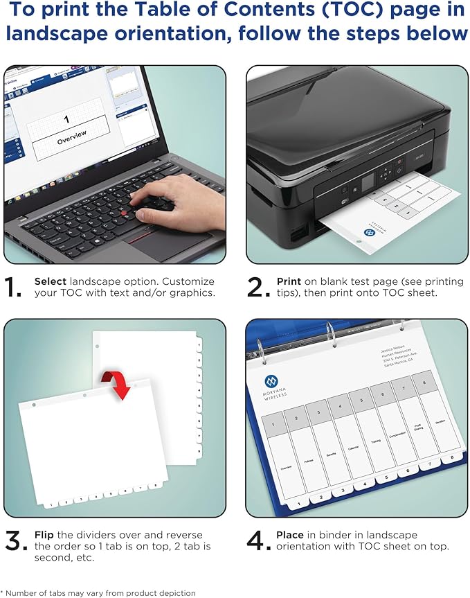 Avery Dividers for 3 Ring Binders, 5 Tabs per Set, Customizable Table of Contents, Classic White Tabs, Great for Organizing Reports, Projects, and More (6 Sets of 11821) (Pack of 12)