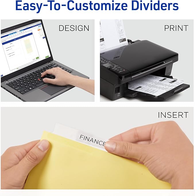 Avery Insertable Dividers for 3 Ring Binder, 5-Tab Sets, Clear Big Tabs, Buff Paper with Gold-Reinforced Holes, 48 Sets Total, Great for Organizing Reports, Projects, and More (48 Packs of 11110)