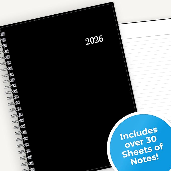 Blue Sky 2026 Weekly and Monthly Planner Calendar Notes, Includes January 2026 - December 2026, 5.875" x 8.625", Flexible Cover, Wirebound, 30 Extra Notes Sheets, Laminated Tabs, Enterprise