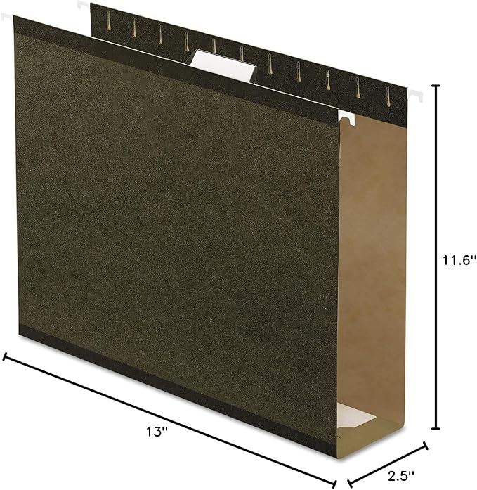 Pendaflex 04152X3 Extra Capacity Reinforced Hanging File Folders, 3", Letter Size, Standard green, 1/5 Cut, 25/BX (4152x3)