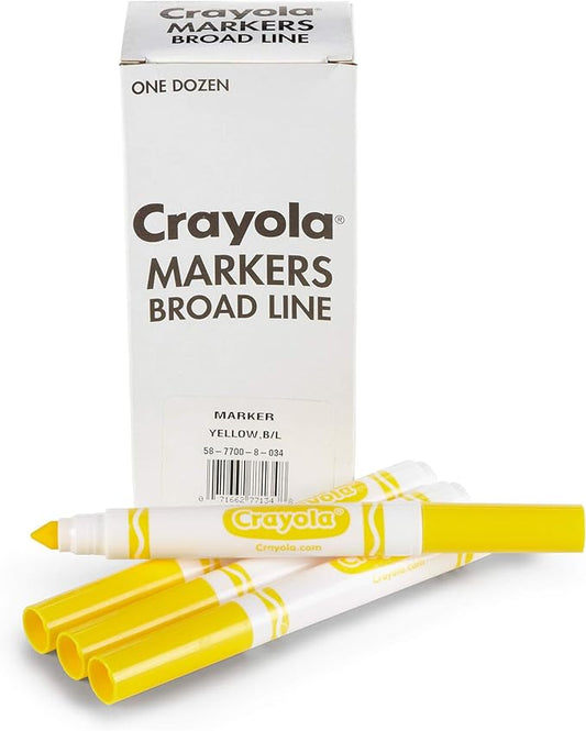 Crayola Broad Line Markers - Yellow (12ct), Markers For Kids, Bulk School Supplies For Classrooms & Teachers