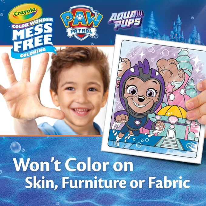 Crayola PAW Patrol Aqua Pups Color Wonder Coloring Set, Mess Free Coloring Pages for Toddlers, Travel Activity, PAW Patrol Toys & Gifts