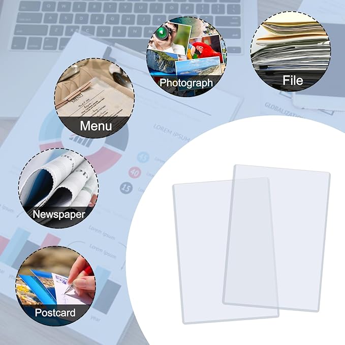 Rainmae 12 Pack 8.5" x 11" Rigid Print Protectors, Clear Waterproof Hard Plastic Page Sheet Protectors, Paper Sleeves Photo Plastic Sleeves Hard Document Birth Certificate Protector