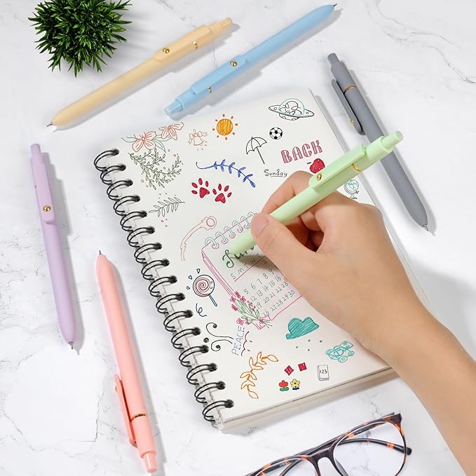 FIOVER Colored Pens, 6 Pack Colorful Gel Pens, Quick-Dry 0.7mm Medium Point for Journaling, Note Taking, Doodling, Aesthetic Office School Supplies, Gifts for Women Men(Multiple Colors)