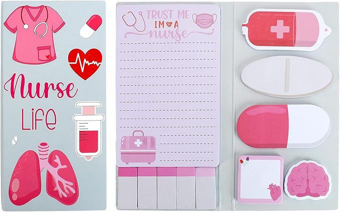 QPIXVB Nurse Gifts for Women,Cute Sticky Notes,Nurse Sticky Notes Set,440 Sheets,School Nurse Supplies,Cute Desk Accessories,Nursing School Essentials for Students,Self-Stick Note Pads Christmas Gift