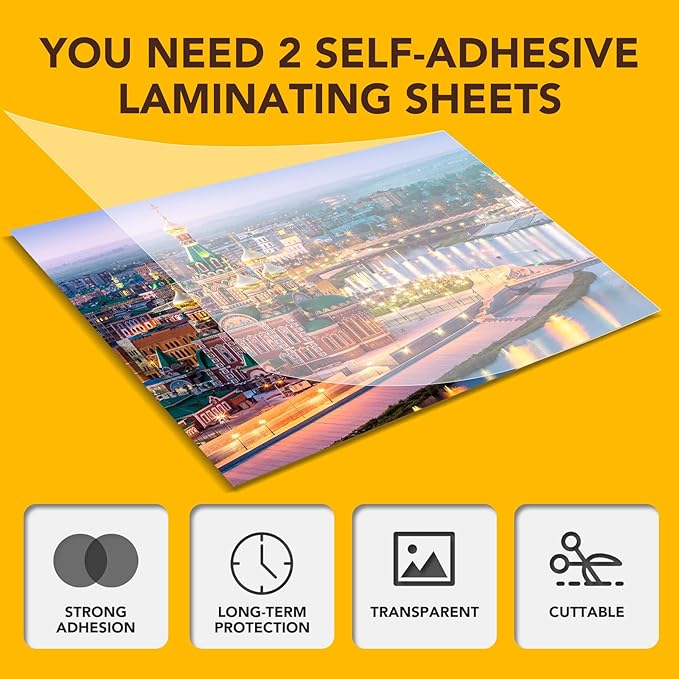 20 PCS Self-Adhesive Laminating Sheets, 9 x 12 Inches Self Adhesive Contact Paper, No Heat No Machine Needed Self Sealing Laminate Sheets