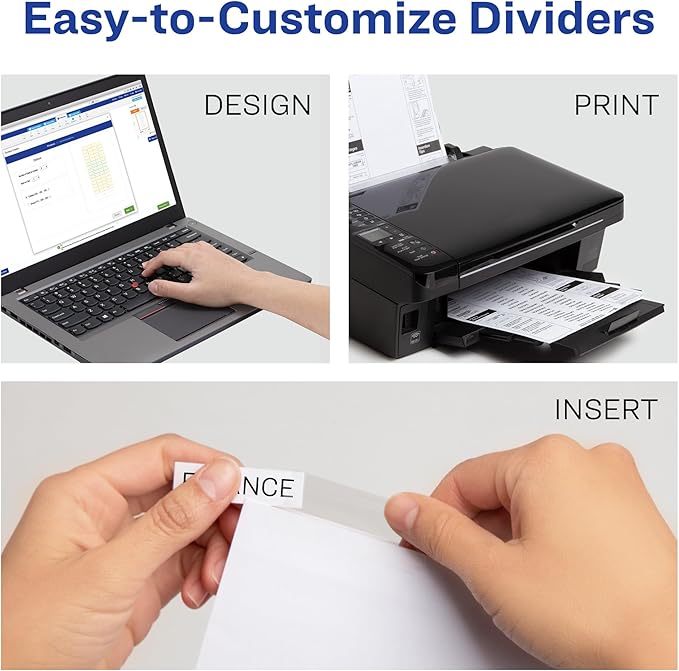 Avery Extra-Wide Big Tab Insertable Dividers for 3 Ring Binders, 5 Tab Sets, White Paper, Clear Tabs, Works With Sheet Protectors, 6 Sets (41121)