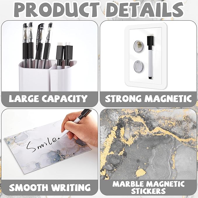 White Locker Accessories and Organizer Kit Include Marble Print Wallpaper Magnetic Mirror Whiteboard Pen Holder Magnet Locker Shelf Essentials for Back to School Supplies