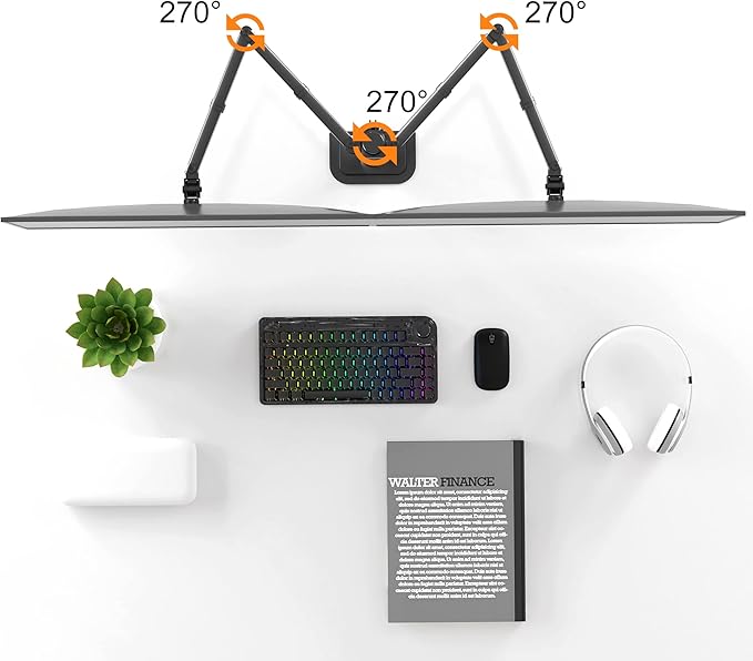 Pholiten Dual Monitor Stand, Heavy Duty Adjustable Monitor Arm Desk Mount for 2 Screens up to 42Inches, Tilt, Swivel, Rotate, Supports Tilt, Swivel, Rotate, Supports 22 lbs per Arm,Black
